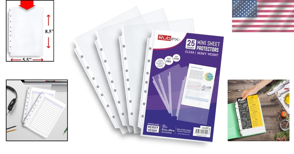 Reinforced Mini Heavyweight Sheet Protectors 25 Sheets for Document Preservation