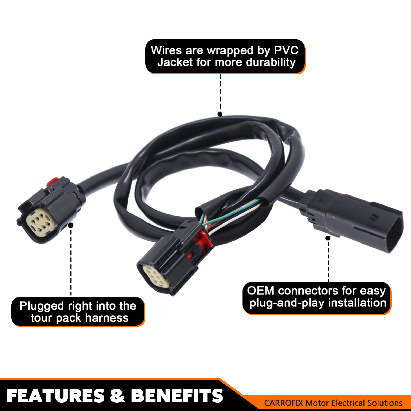 OEM Replacement Quick Disconnect Tour-Pak Wiring Harness Kit for Harley Davidson