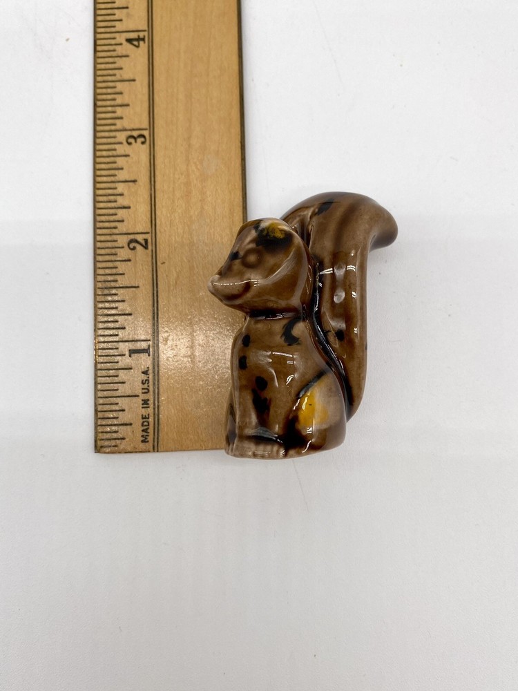 Set 3 Vintage MCM Speckled Glazed Ceramic Squirrel Macrame Beads Craft OOAK