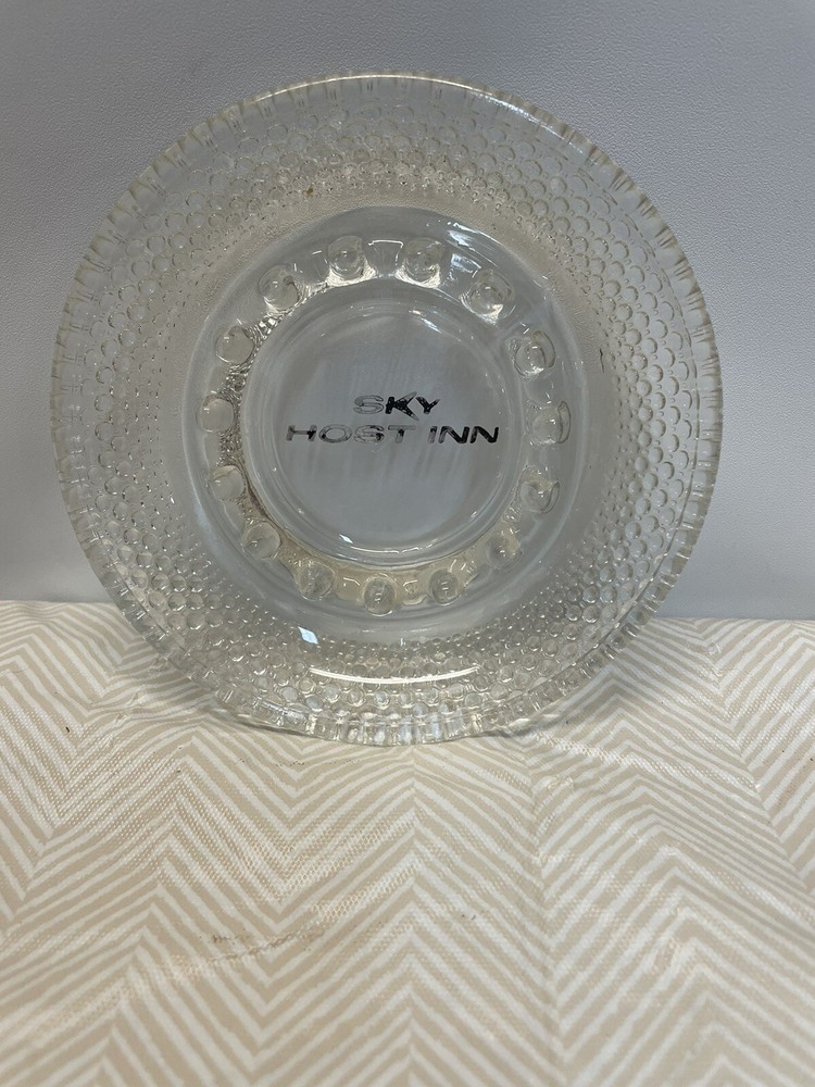 Vintage Clear Glass Ashtray Sky Host Inn