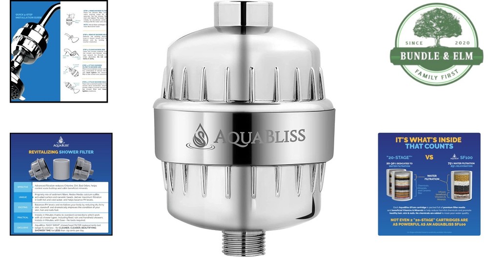 High Performance Shower Filter with Replacement Cartridge and Installation Kit