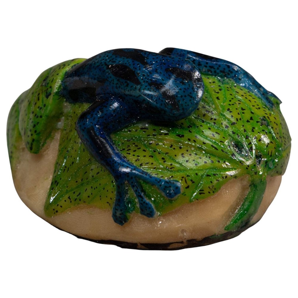 Blue And Green Frog Tagua Carving