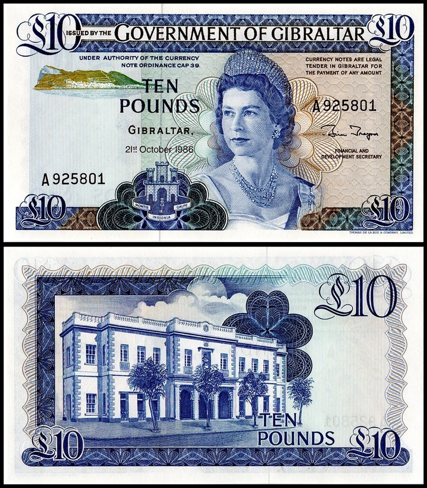Gibraltar 10 Pounds, 1986, P-22b, UNC