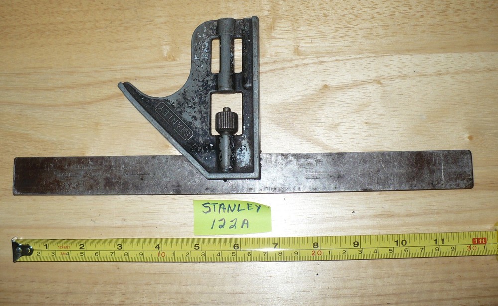 Vintage Stanley 122A Combination Square w/ Bubble Level