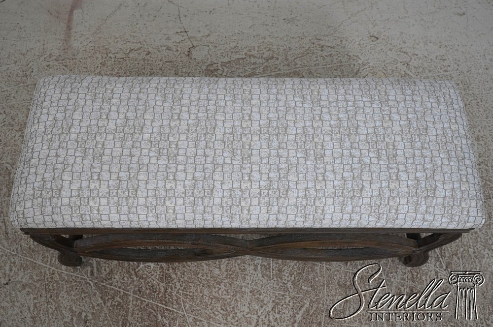 L68198: Rustic Gray Carved Frame Window Bench