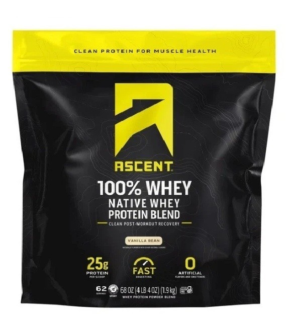 Ascent 100% Whey Protein Vanilla Bean 4.25 Lbs Native Whey Protein