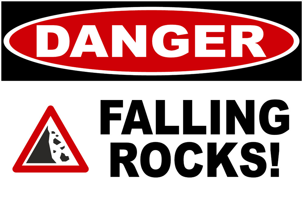 Danger Falling Rocks Sign. Size Options