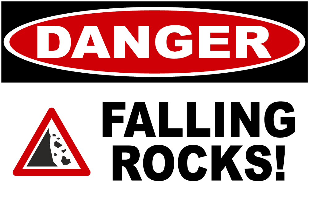 Danger Falling Rocks Sign. Size Options