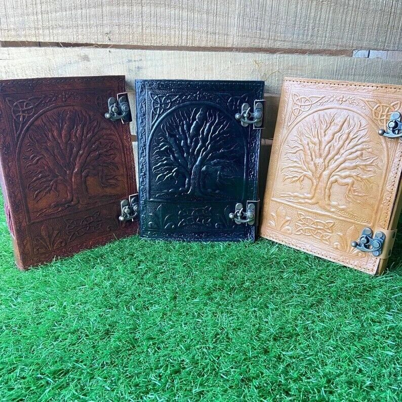 Leather Ring Grimoire Leather Binder Cover Notebook Office Folder 3 Color