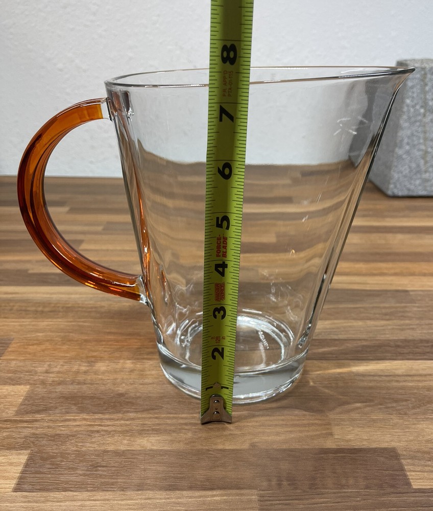 Modern Form Clear Glass Pitcher with Amber Handle