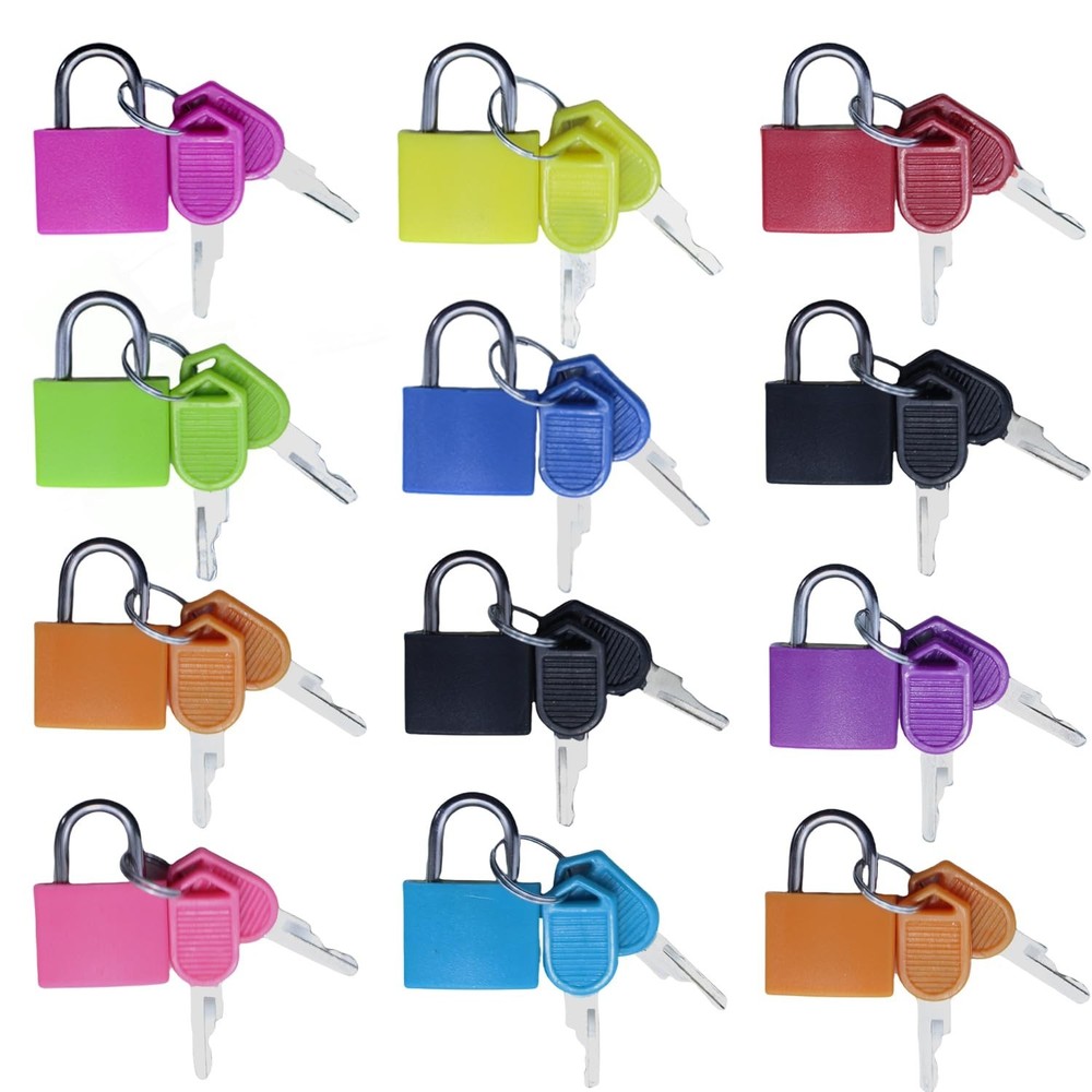 Small Suitcase Locks with Keys, 12 Pcs Tiny Luggage Locks, Small Padlocks for...