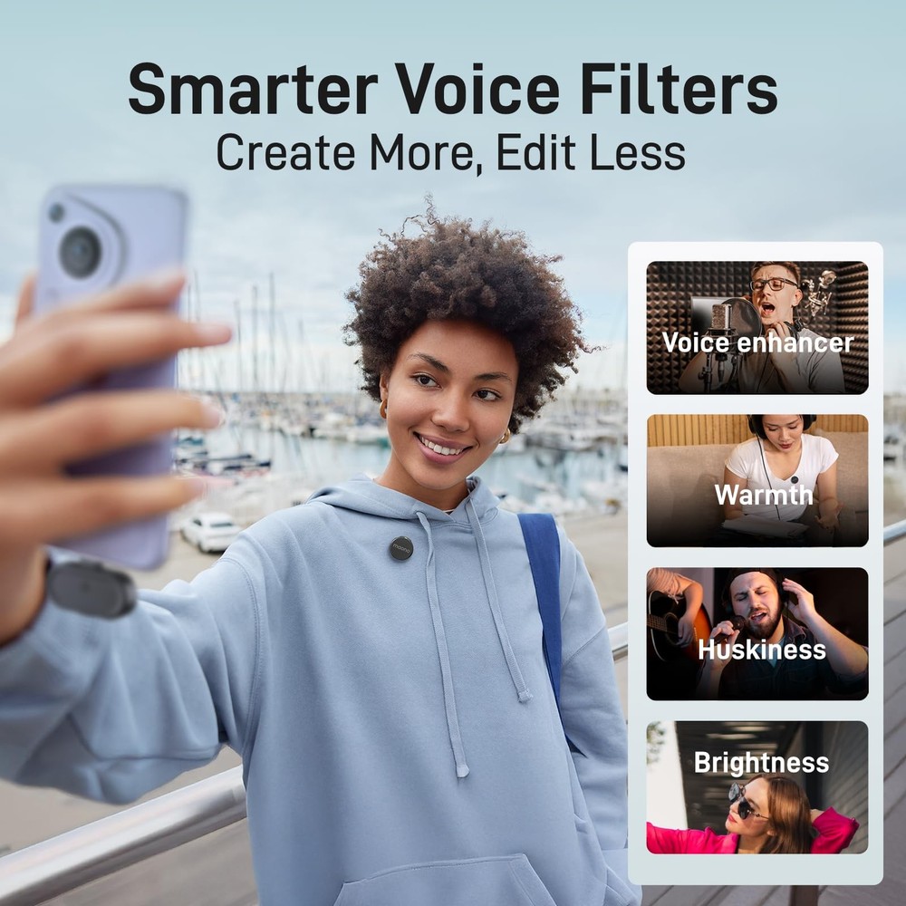 MAONO Wireless Lavalier Microphone for Small, USB-C/Lightning/Camera