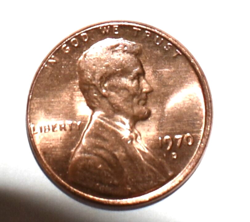 1970 D Strike Through Missing Letters Broad Strike Error R & O Uncirculated Red