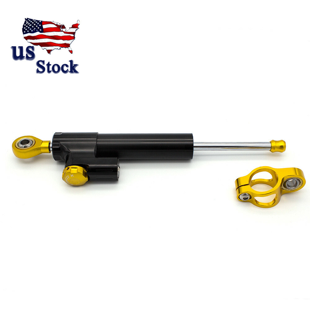 Universal Motorcycle BlackSteering Damper Stabilizer Adjustable Aluminum