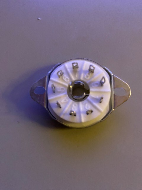 TUBE SOCKET - 9 Pin Loctal Ceramic - Chassis (TOP) Mount - Silver Plate - (1pc)