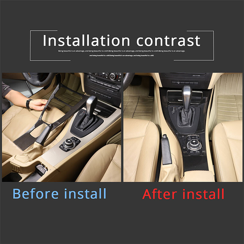 Carbon Fiber Look Center Console Control Panel Cover For BMW E90 E92 E93 08-2012
