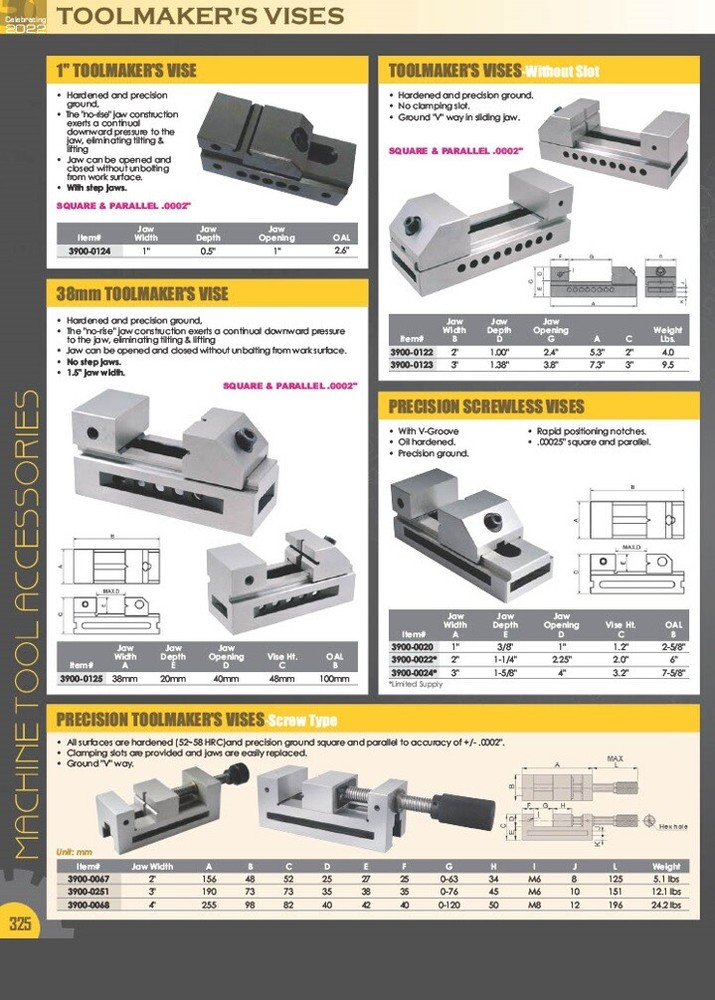 3" ULTRA PRECISION TOOLMAKER'S VISE (3900-2003)