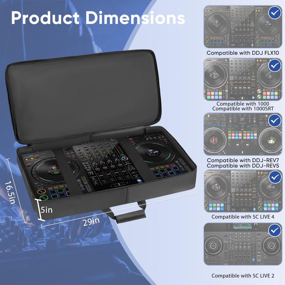 Aleemin DJ Controller Bag Compatible with DDJ FLX10 / 1000 / Medium, Black