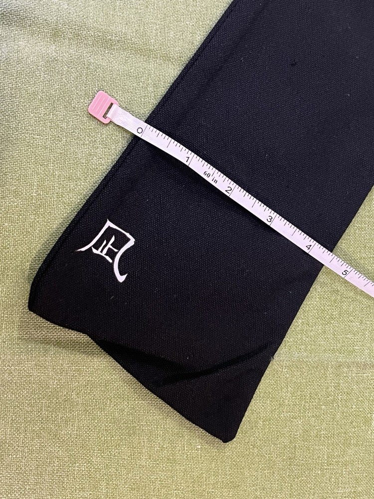 18" Black Canvas Drawstring Pouch Sheath - Japanese Character '凪'