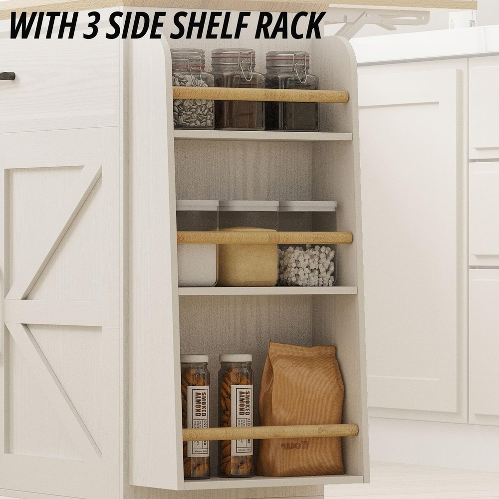 Kitchen Island Table with Storage, Rolling Kitchen Cart with Power Outlet, St...
