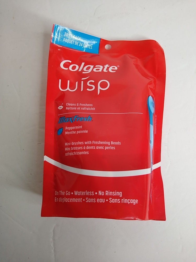 3x Colgate Max Fresh Wisp Disposable Mini Toothbrushes Peppermint - 24 Count