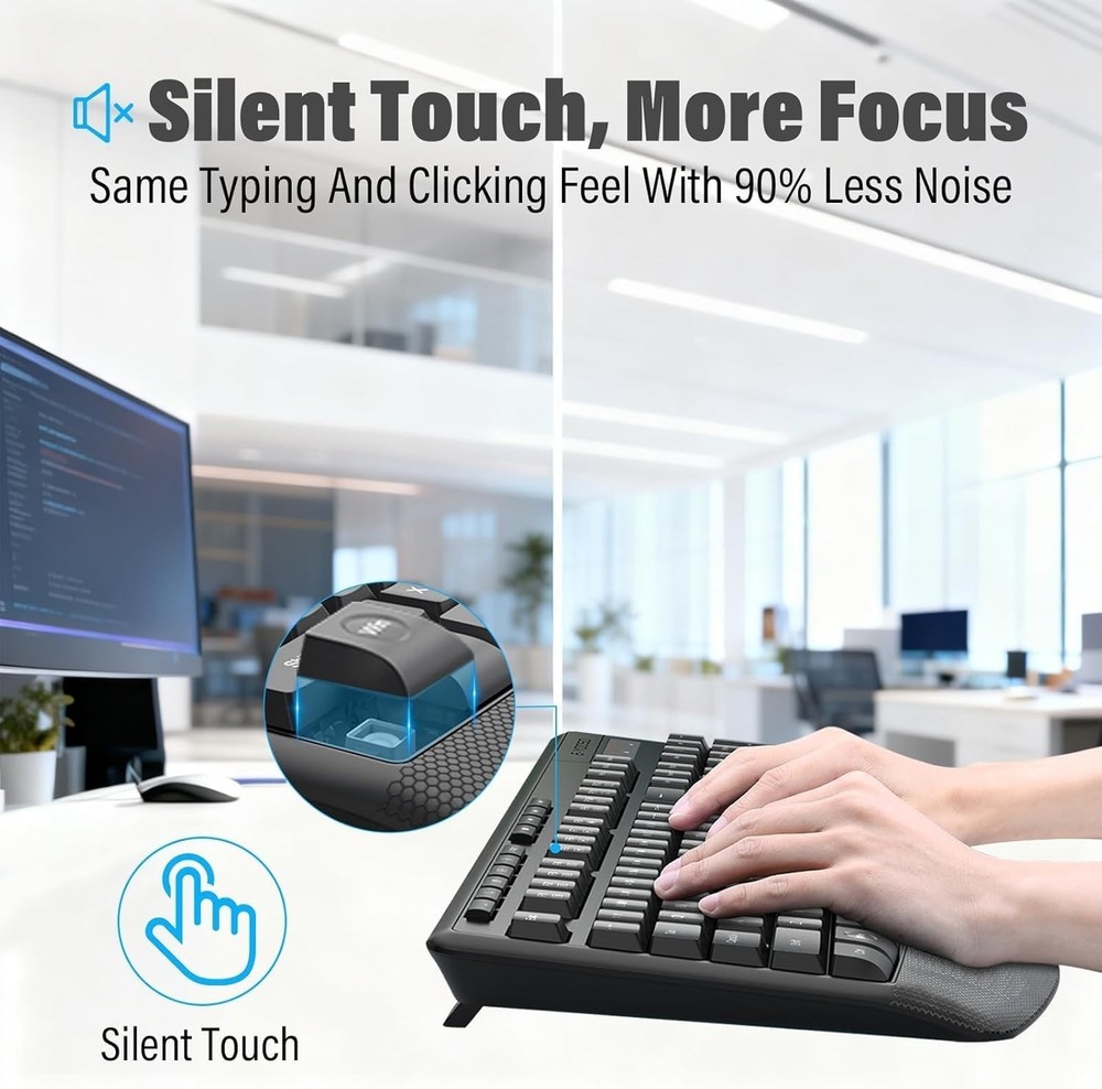 Wireless Keyboard and Mouse Combo,Silent Soft Touch Quiet Keyboard T38-2