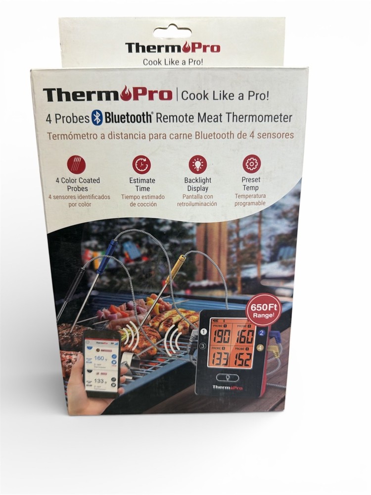 ThermoPro Bluetooth Meat Thermometer with 650FT Wireless Range 4-Probe Smartphon