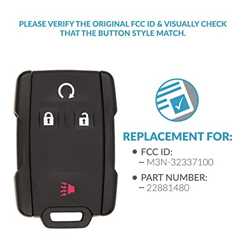 Replacement for 4 Button Replacement Remote 315 Mhz for GM M3N-32337100 1 Pack