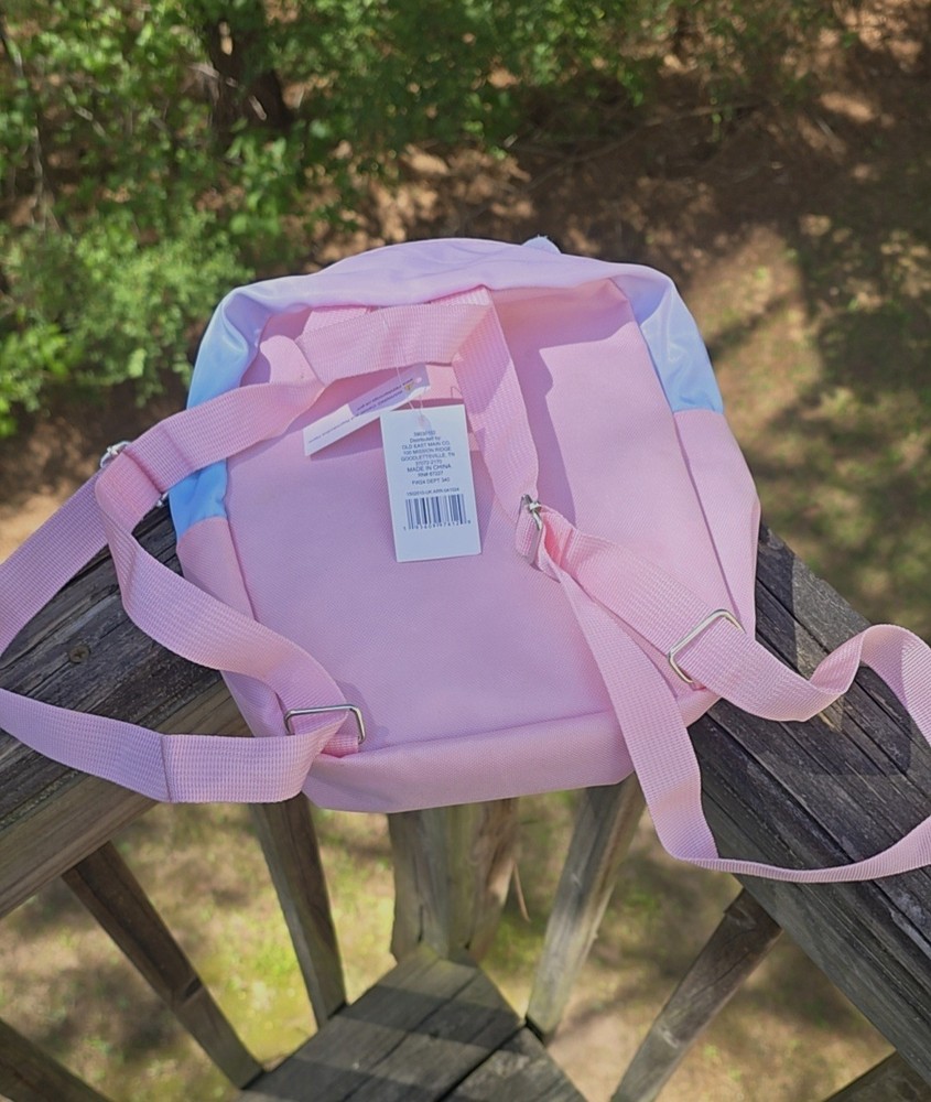 New Pink Blue Quilted Unicorn Multi Pocket Zip Up Adjustable Strap Mini Backpack