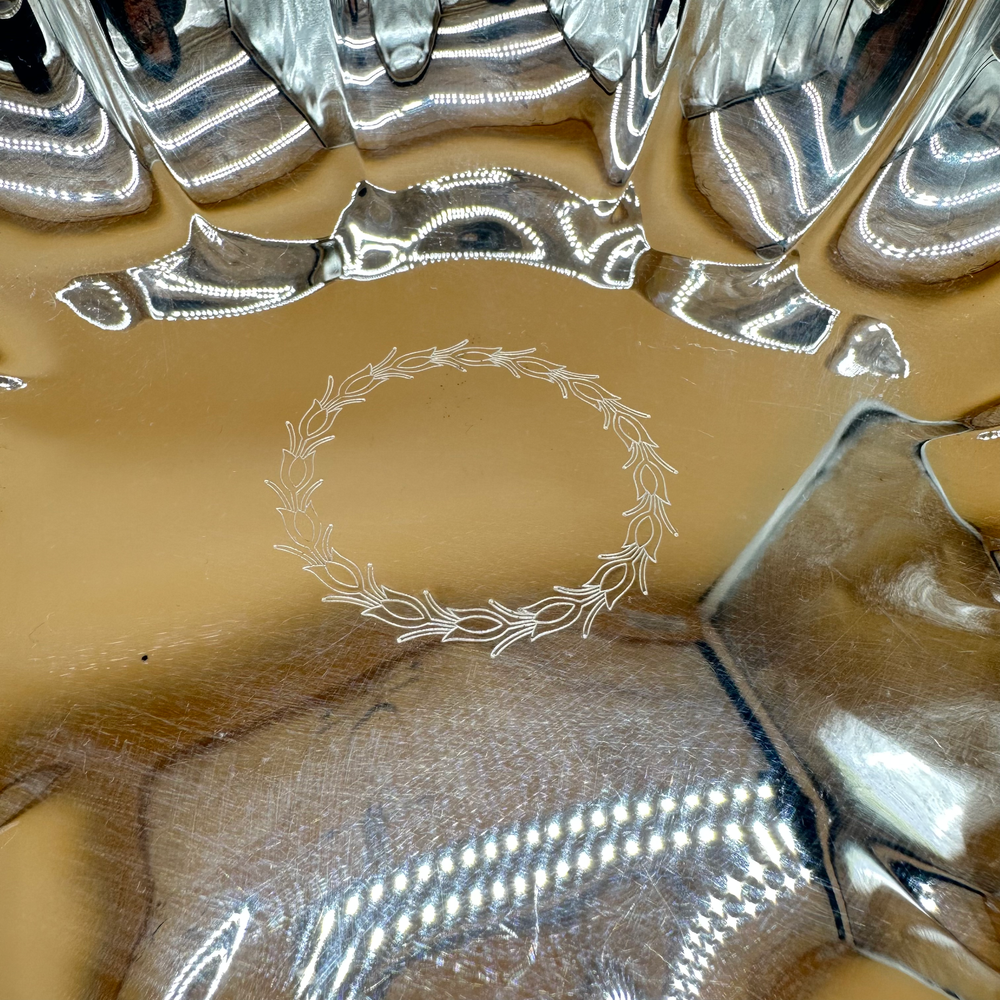 Vintage Silver Plated Large Compote 10.5" 2.4lbs Rose Swirl Pattern