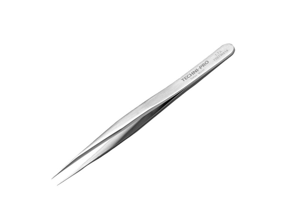 Techni-Pro 758TW414 - High Precision Tweezers, Style 1, Titanium, Fine, Sharp,