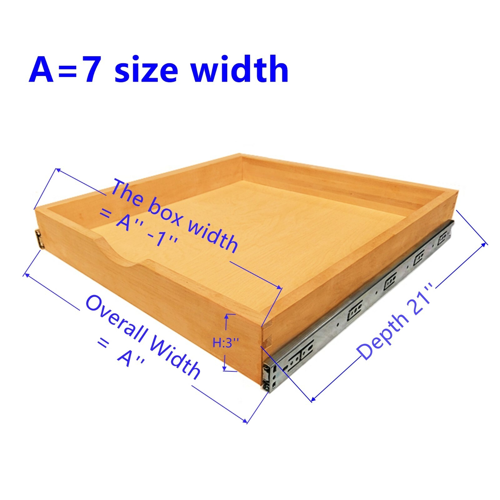 Cabinet Roll Out Tray Wood Pull Out Drawer, Kitchen Organizer Box, Pullout Tray