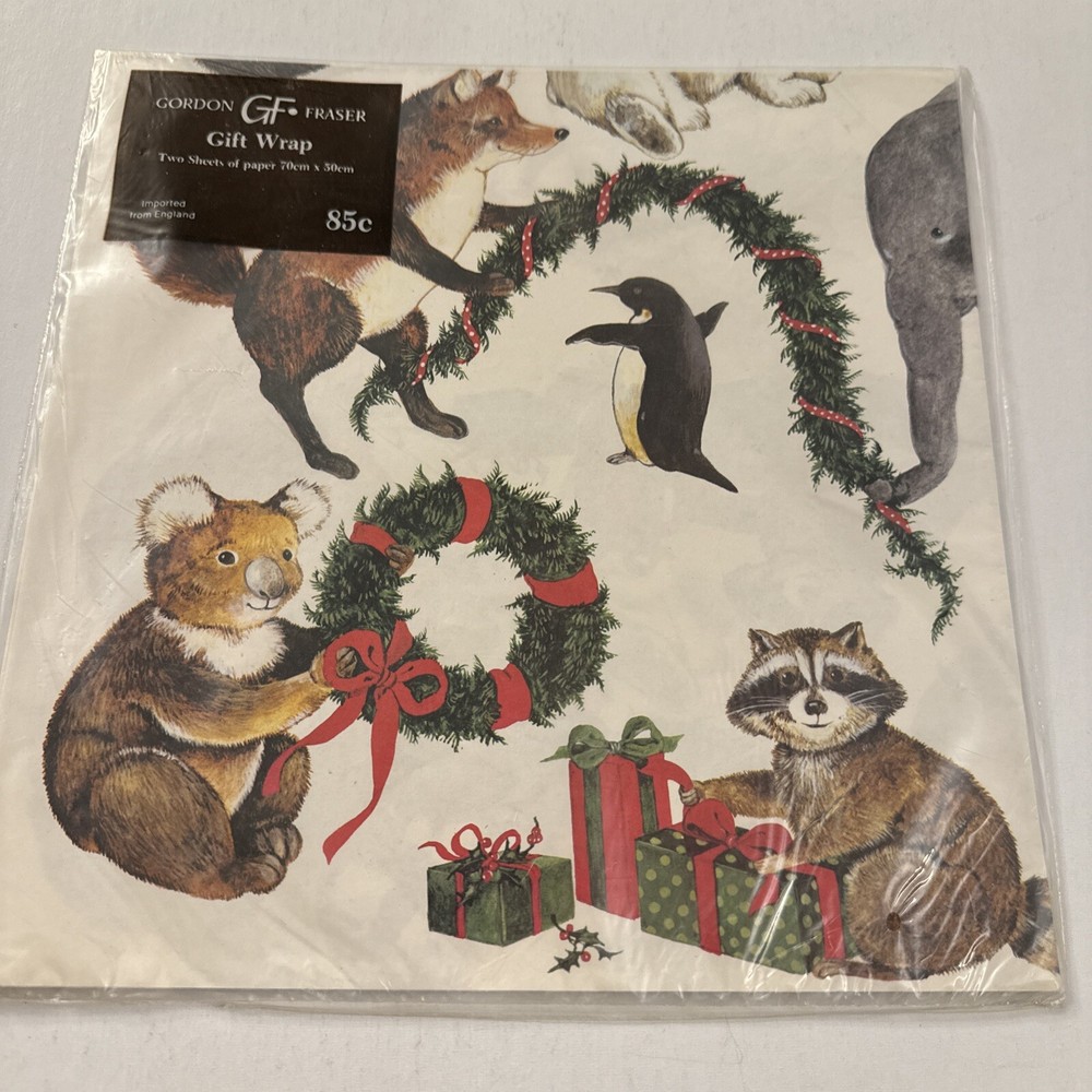 Gordon Fraser Wrapping Gift Wrap Paper Christmas Animals 2 Sheets PD2