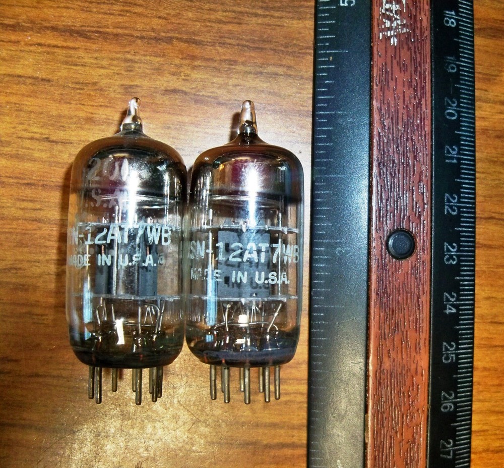 2 Strong Matched GE Gray Plate Solid O Getter USN-12AT7WB / 6201 Tubes