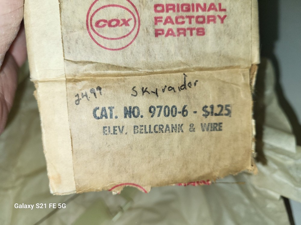 NOS Cox Skyraider Elevator Bellcrank & Wire in box 9700-6
