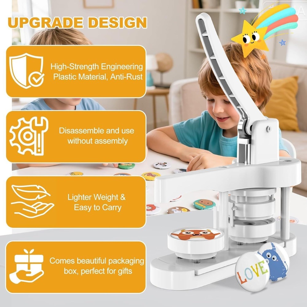 Button Maker Machine, Pin Maker Machine, Button Press Machine, (58mm/2.25inch)