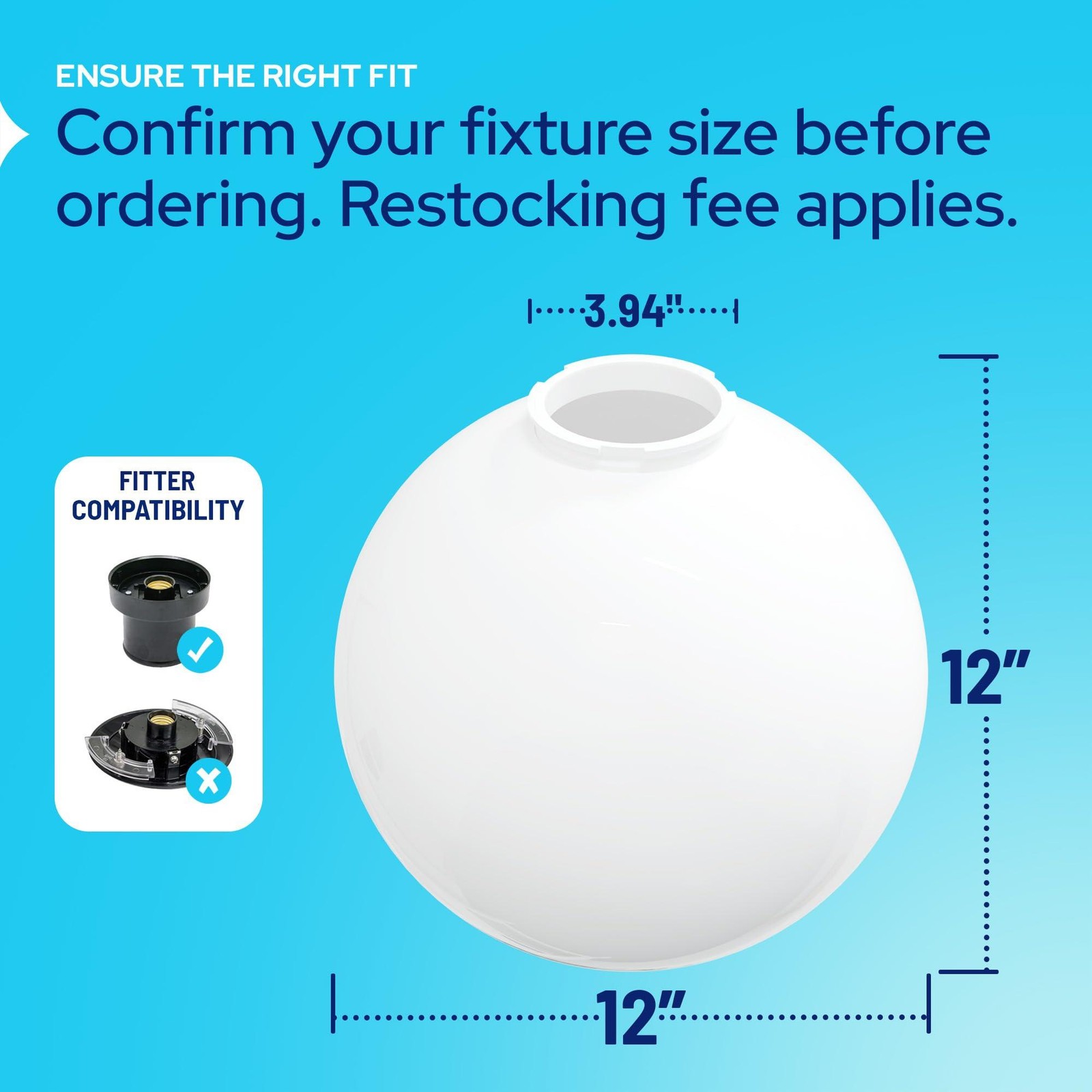 KASTLITE 12" Lamp Post Globe | Street Light Replacement Globe | Select your Colo