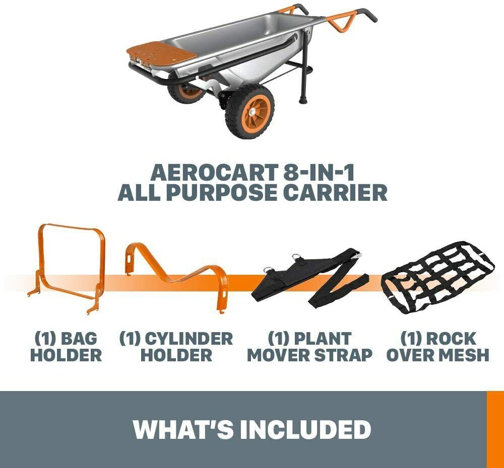 WG050 WORX AeroCart: 8-in-1 All Purpose WheelBarrow Garden Yard Cart