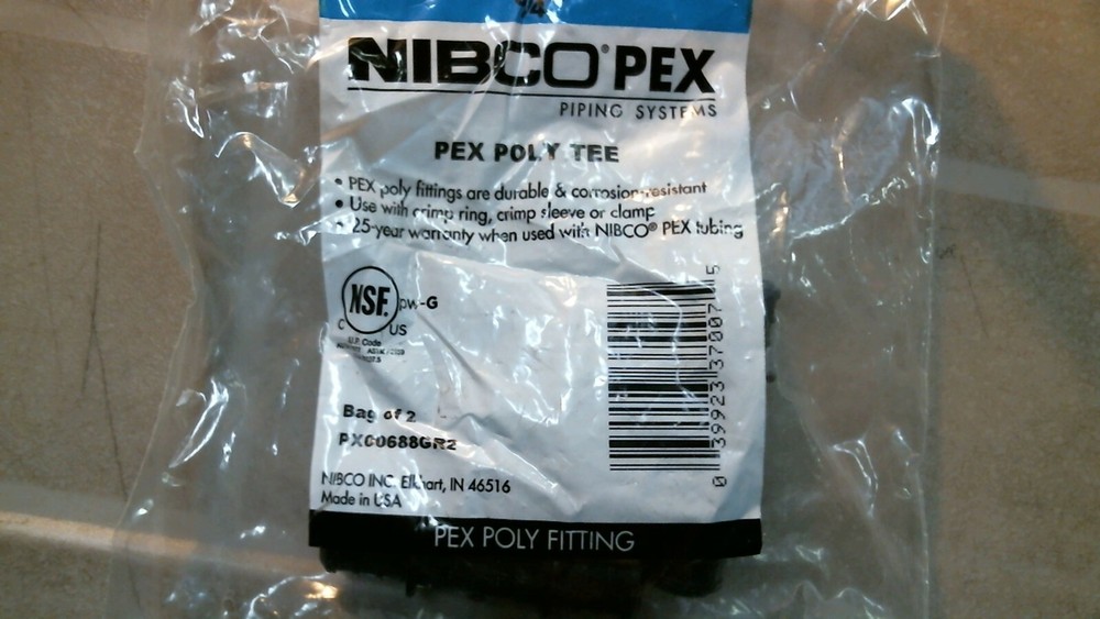 NibcoPex PX00688GR2 Pex Poly Tee, 2ct, FREE SHIPPING
