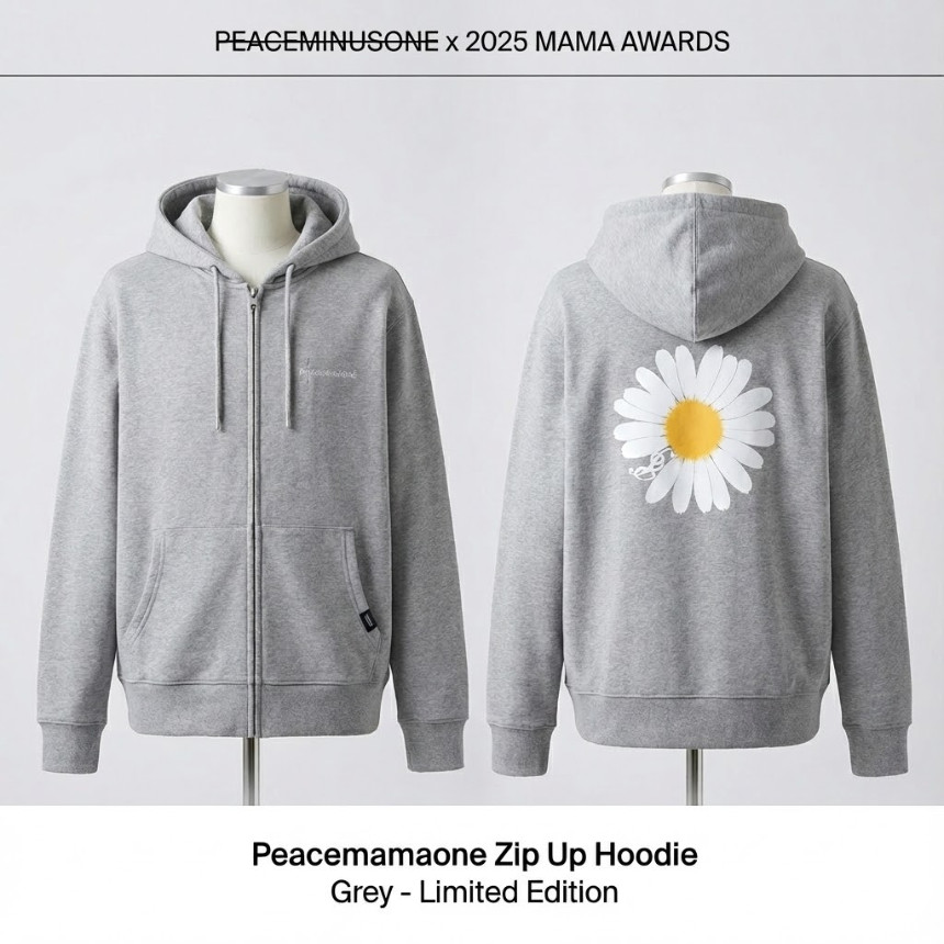 Peaceminusone x 2025 MAMA Awards Peacemamaone Zip Up Hoodie Grey G-Dragon GD