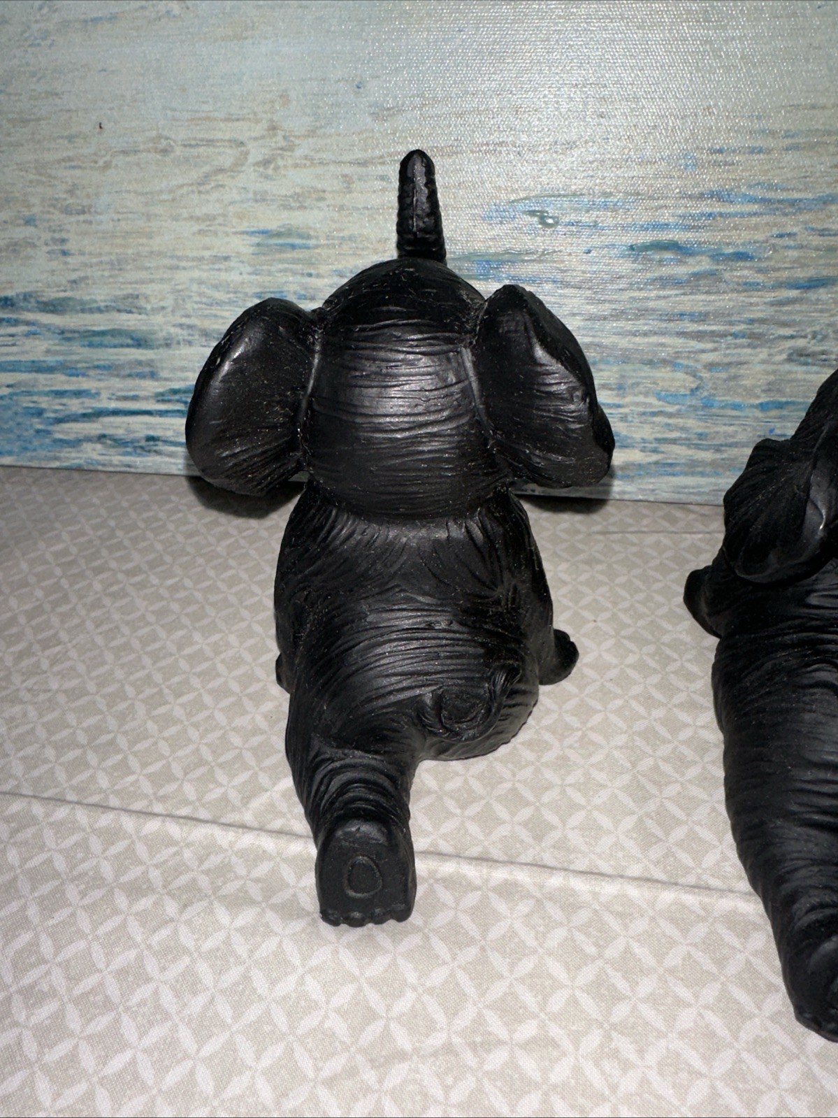 3 Resin Elephant Sculptures 6” Tall Home/Office Decor
