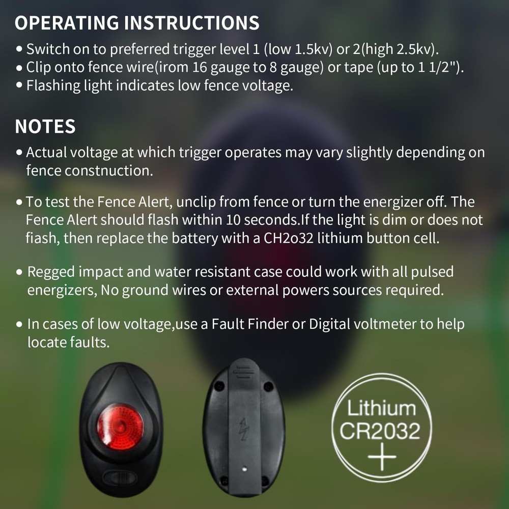 BORDSTRACT Electric Fence Indicator Light Waterproof Alert...