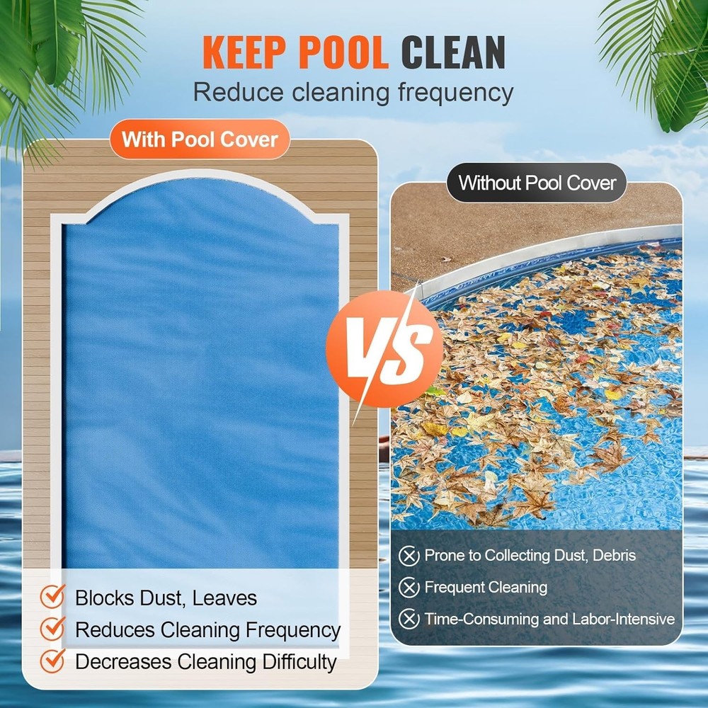 28x14 Ft Solar Pool Cover with Bubble, Heat Retaining 16 Mil Blue Rectangular...