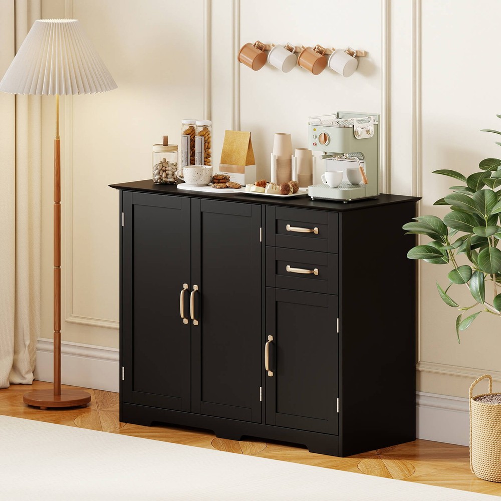 40" Sideboard Buffet Cabinet Modern Kitchen Storage Organizer with 2 Drawers