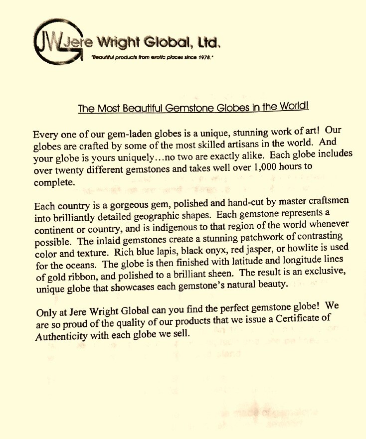 Jere Wright Semi-Precious Gemstone Metropolitan World Globe