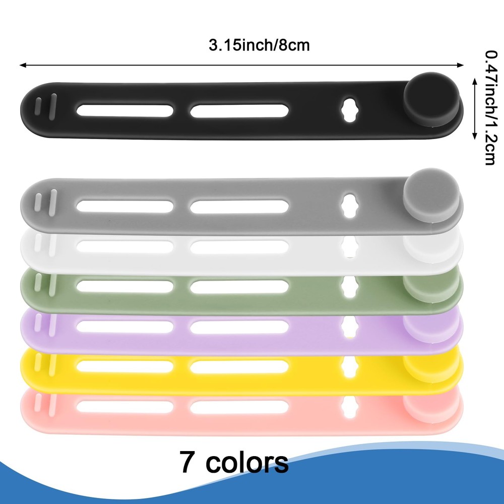 42 Pcs Silicone Cable Ties Reusable Cord Straps Multipurpose Elastic