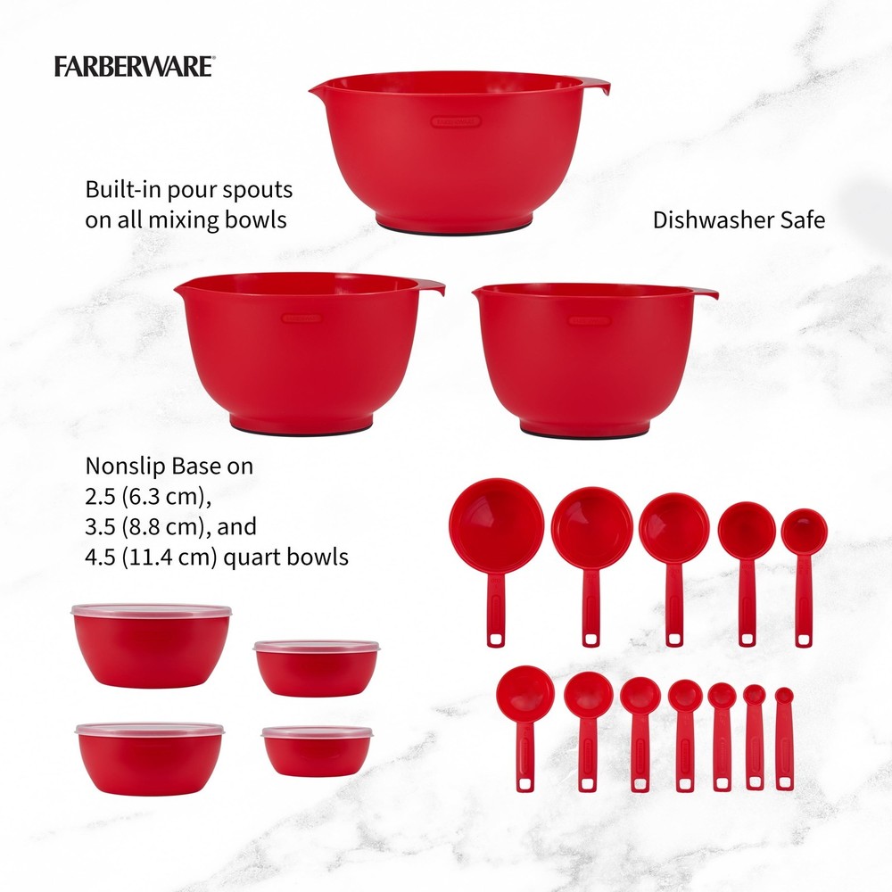 23 Piece Plastic Baking Set Mixing and Measuring Baking Dishwasher Safe Kitchen