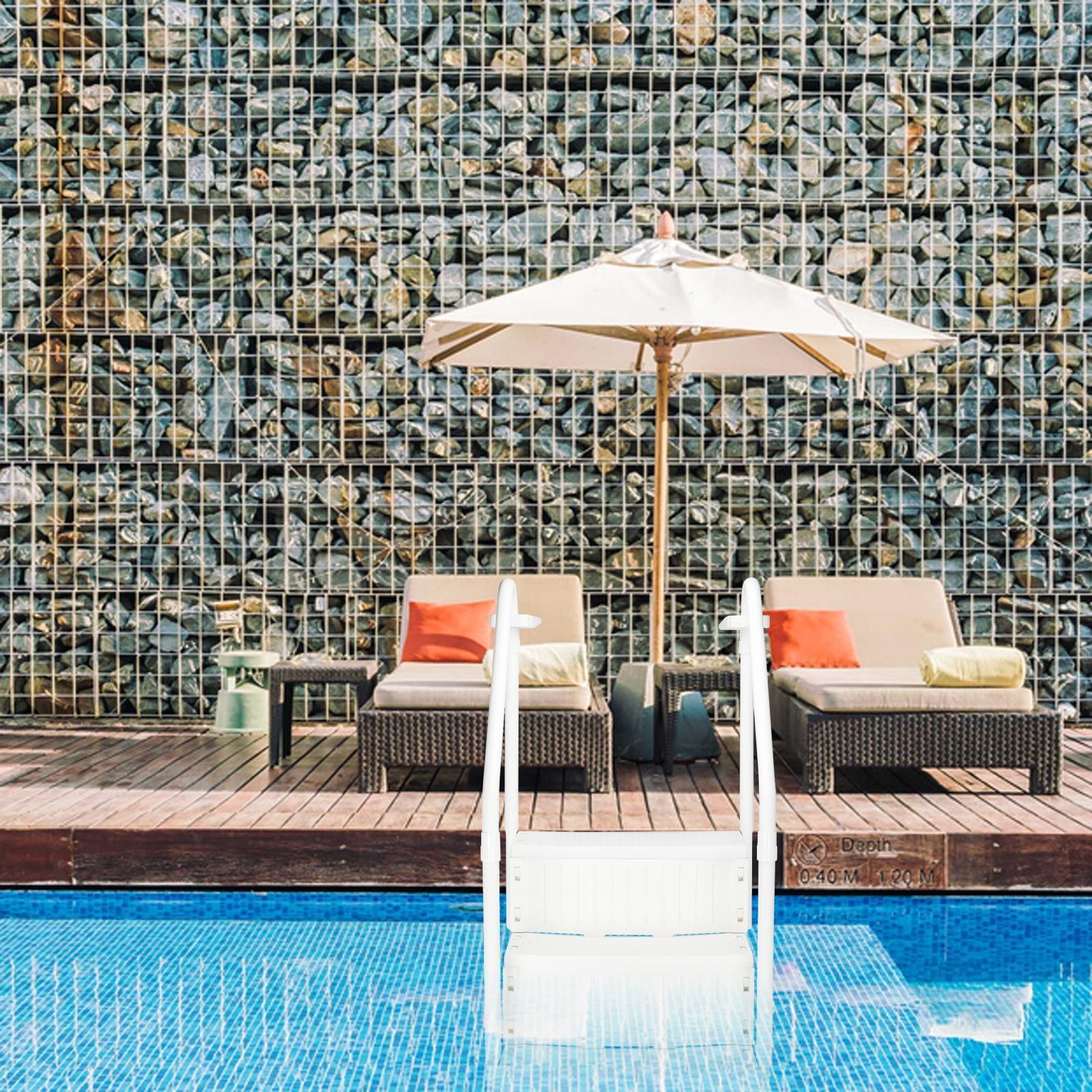 4 Step Swimming Pool Ladder Above Ground Stair Entry System with Handrails White