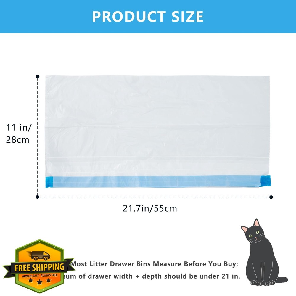 Cat Litter Box Replacement Bags 120 Count Dual Drawstring