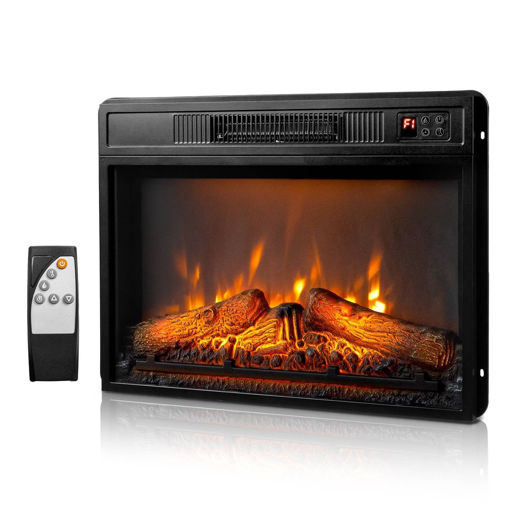 1400W Embedded 23" Electric Fireplace Insert Heater Log Flame w/ Remote Control